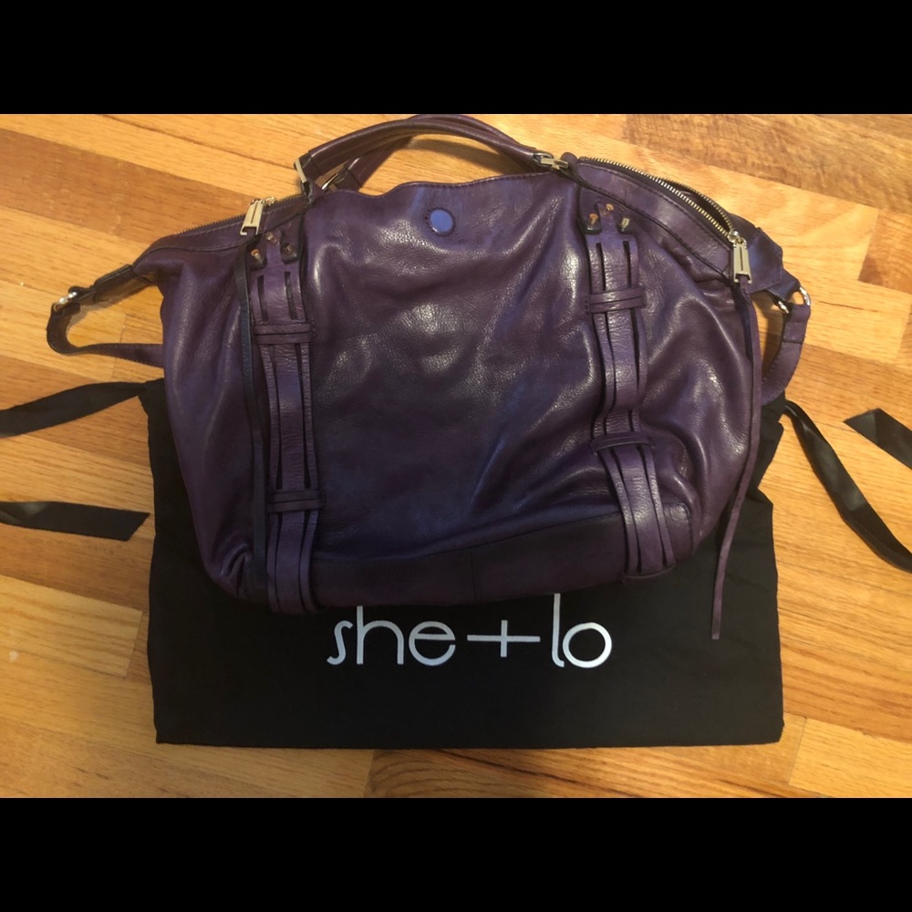 She + lo dark purple satchel
